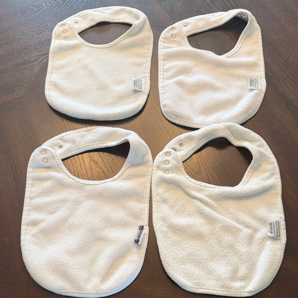 4 Pack Terry Cloth Baby Bibs Animal Print Snap Closure Feeding Set